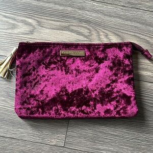 Luxurious Purple Velvet Cosmetic Bag with Gold Zipper